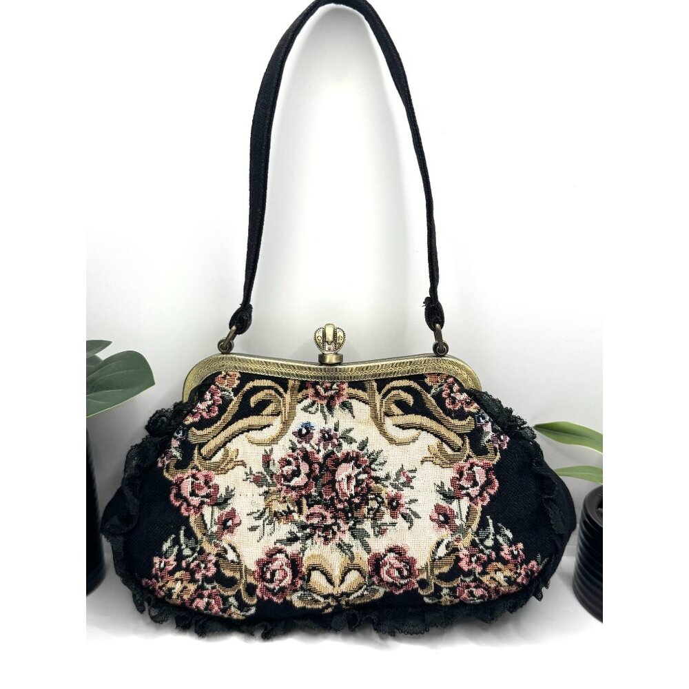 Vintage Jessica McClintock Tapestry Floral Evening Handbag - Picture 8 of 10